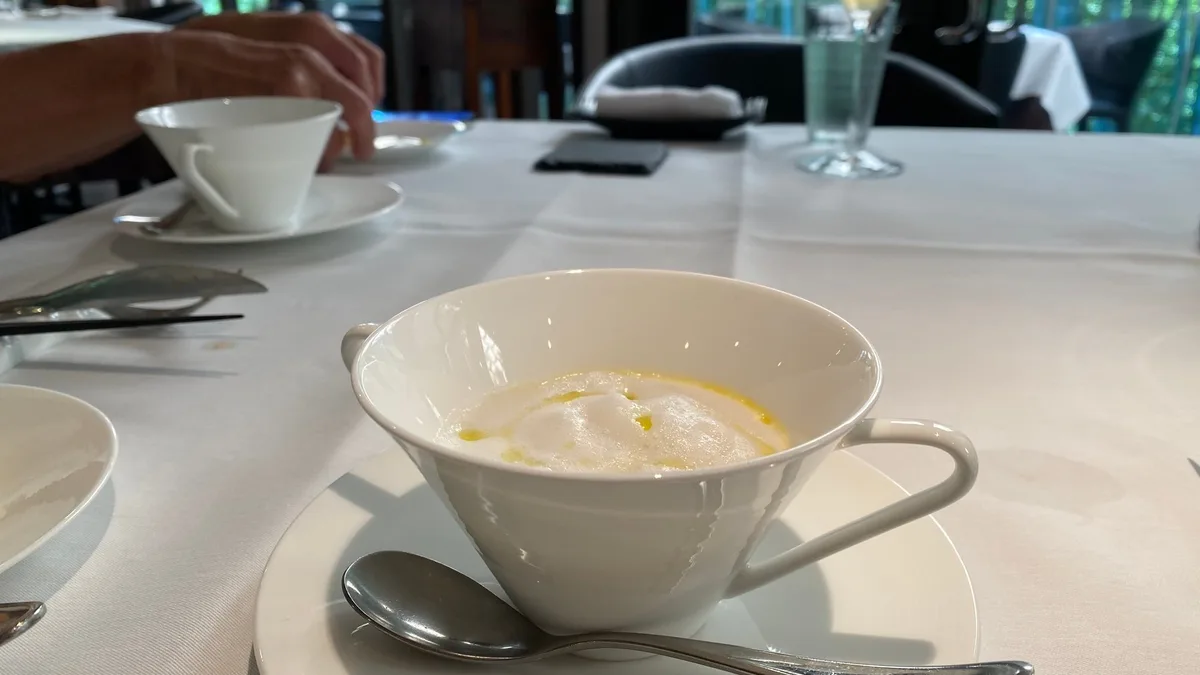 Soup served during a course at Herlequin Bis