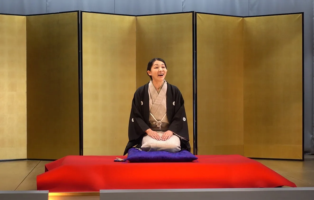 A rakugo performer on stage