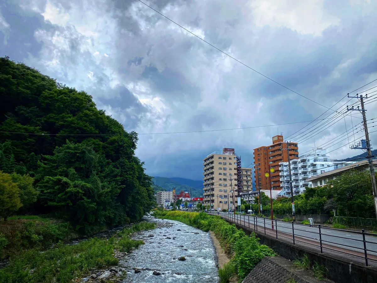 湯河原を流れる千歳川