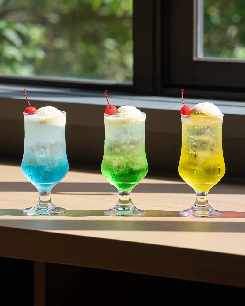 Cream sodas in three colours
