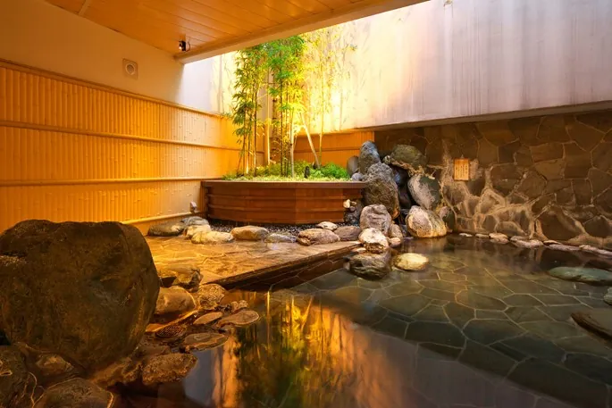 Open-air bath among trees