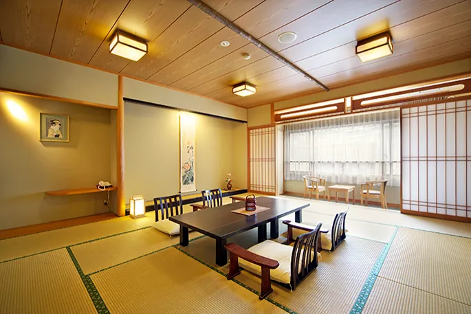 Guest room with a low table