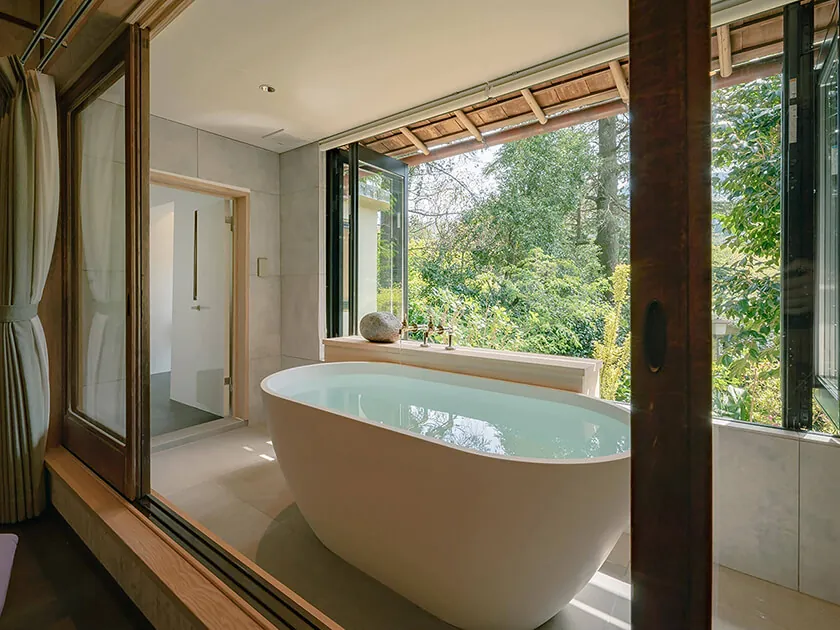 Private bath in a guest room